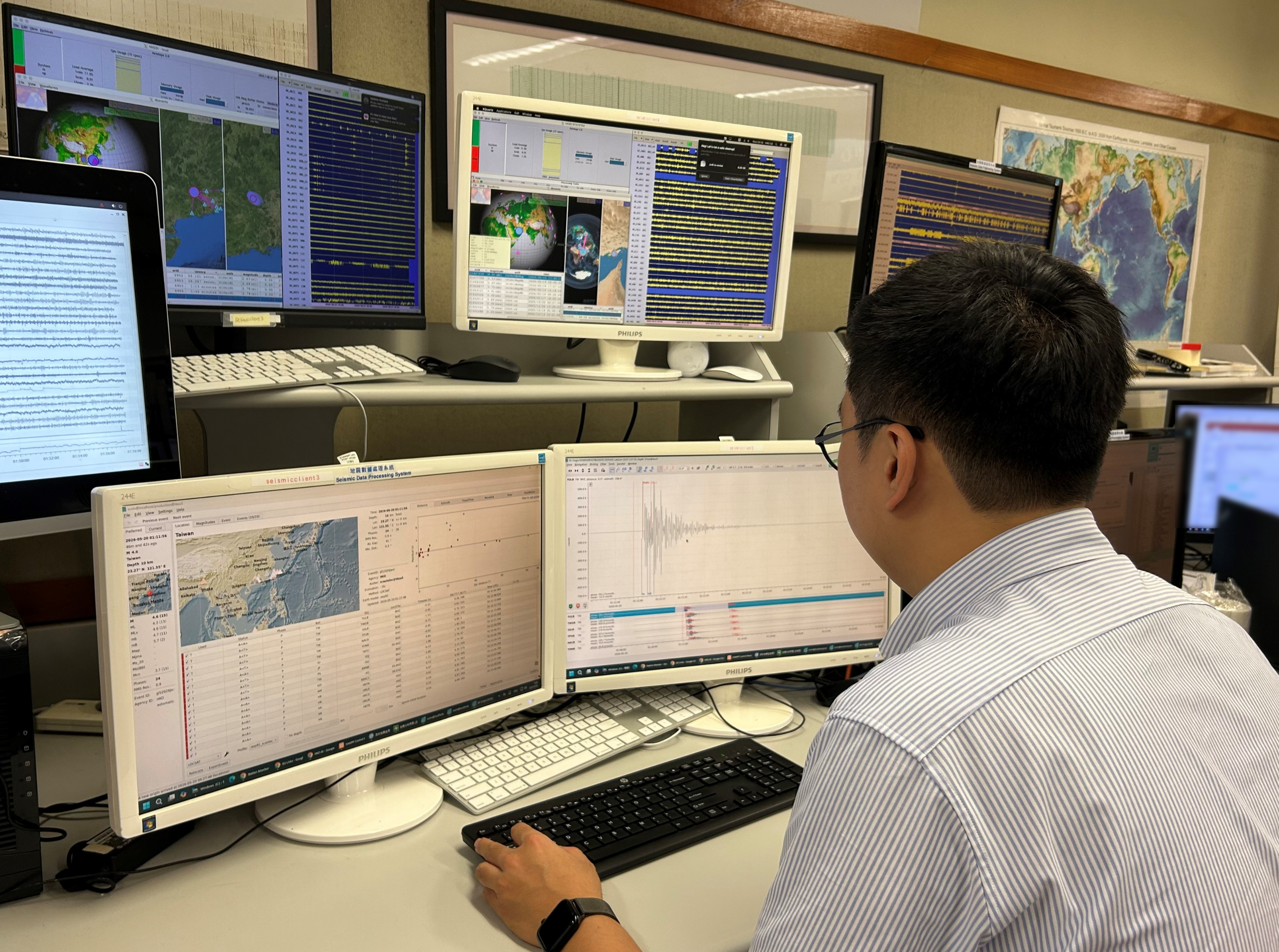 Observatory staff performing seismic analysis