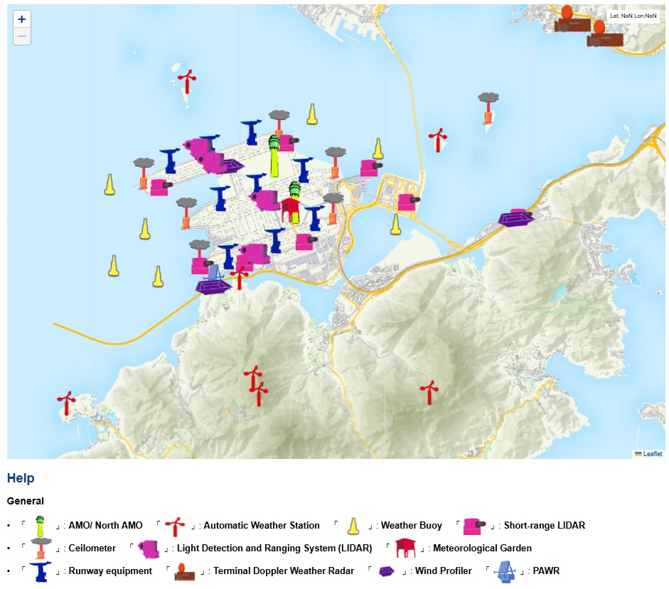 Location map of weather sensors