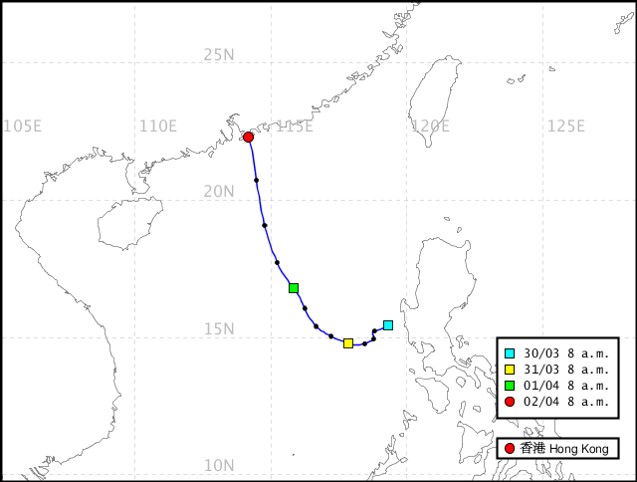 图7︰2024年4月2日08时00分的三天反轨迹路线分析。