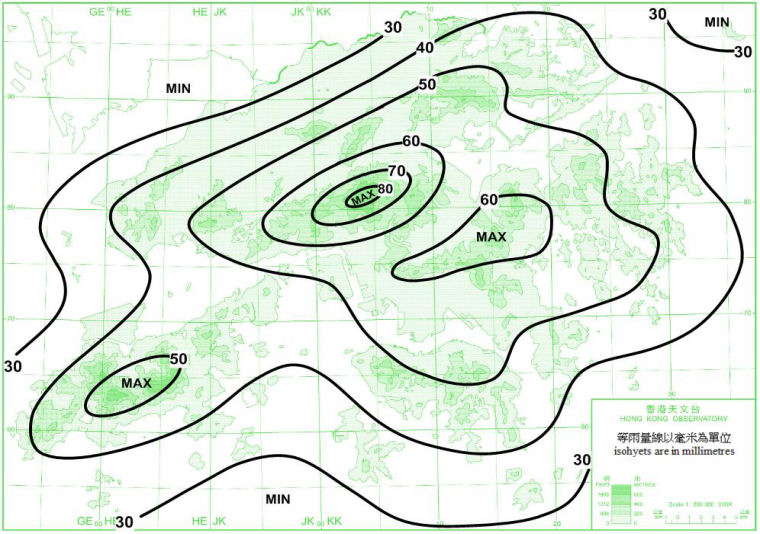 Distribution Map of Mean February Rainfall in Hong Kong (1981-2010)