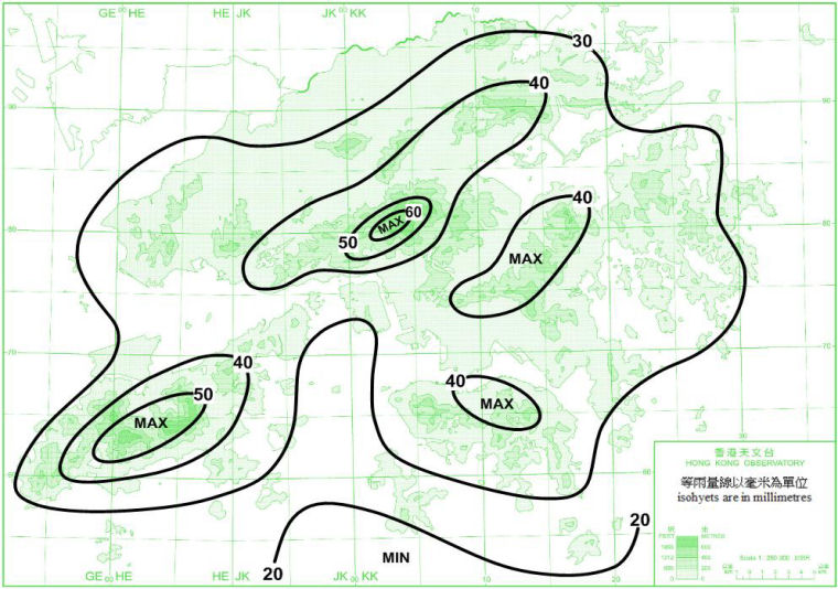 Distribution Map of Mean November Rainfall in Hong Kong (1981-2010)