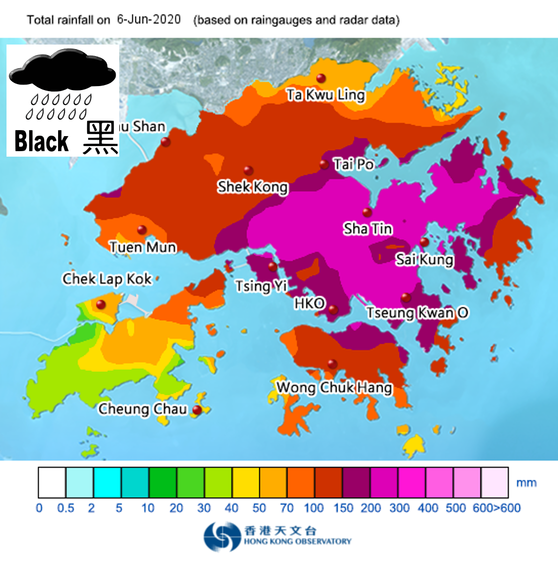 Rainfall distribution map on 6 June 2020