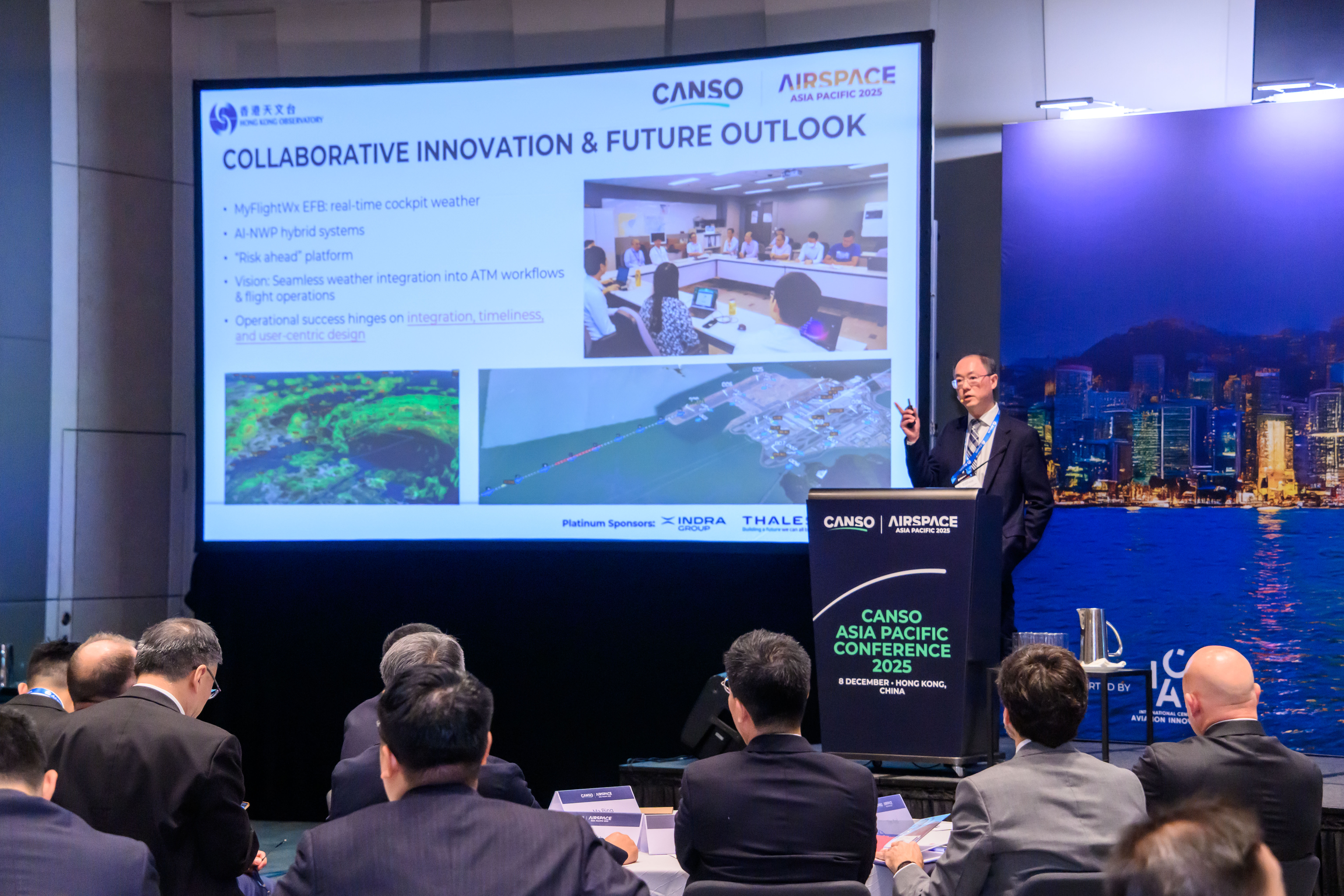 Mr CHAN Sai-tick, Assistant Director of the Hong Kong Observatory, delivering an invited talk on aviation weather challenges and solutions