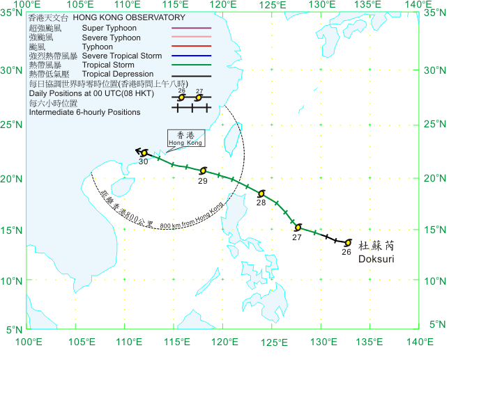 Track of Doksuri (1206) for 26 - 30 June 2012