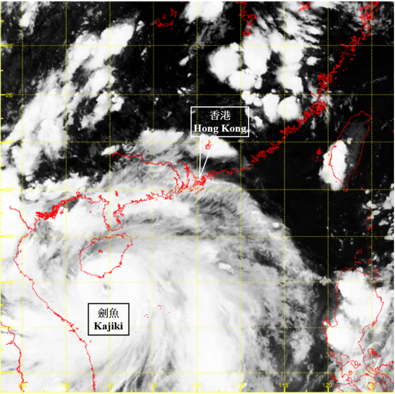 Infra-red satellite imagery at around 5 p.m. on 24 August 2025.
