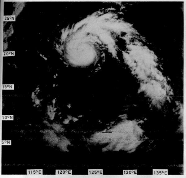 Figure 3. ESSA-8 APT picture of Typhoon Elsie taken at 10:16 a.m. on October 11, 1975. 