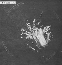 Radar pictures of Typhoon Hope taken early on the morning of 2 August 1979.