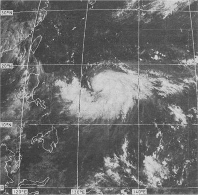 GMS-1 visible picture of Typhoon Hope taken around 9.00 a.m. on 30 July 1979