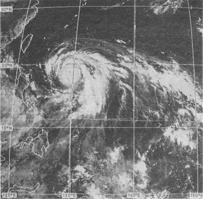 GMS-1 visible picture of Typhoon Hope taken around 9.00 a.m. on 31 July 1979