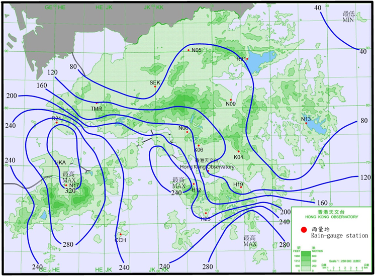 Rainfall distribution on 13 – 14 August 2025 (isohyets are in millimetres).