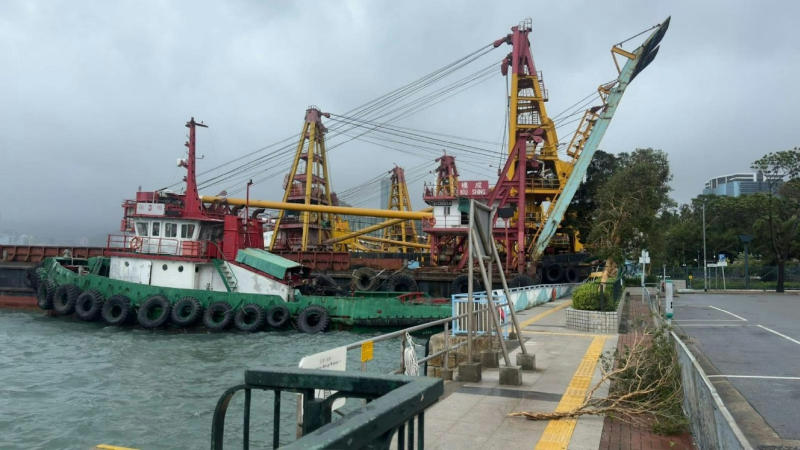 During the passage of Ragasa, several vessels collided with the shore railings off the coast of Laguna Verde in Hung Hom and Hoi Sham Park in To Kwa Wan.  (Online photos)