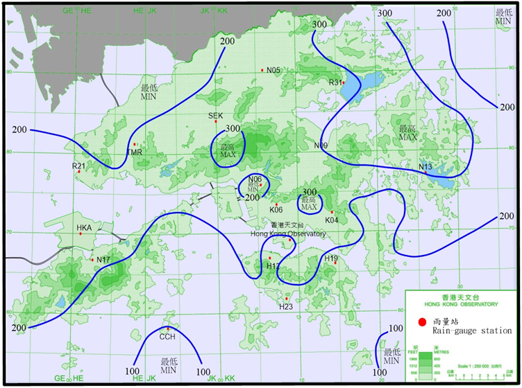 Rainfall distribution on 22 – 25 September 2025 (isohyets are in millimetres).