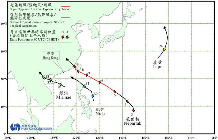 Tropical Cyclone Tracks in July 2016