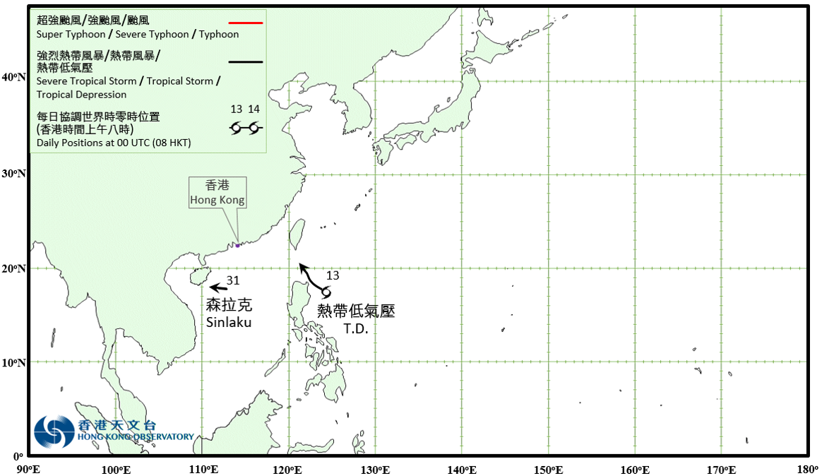二零二零年七月的熱帶氣旋暫定路徑圖