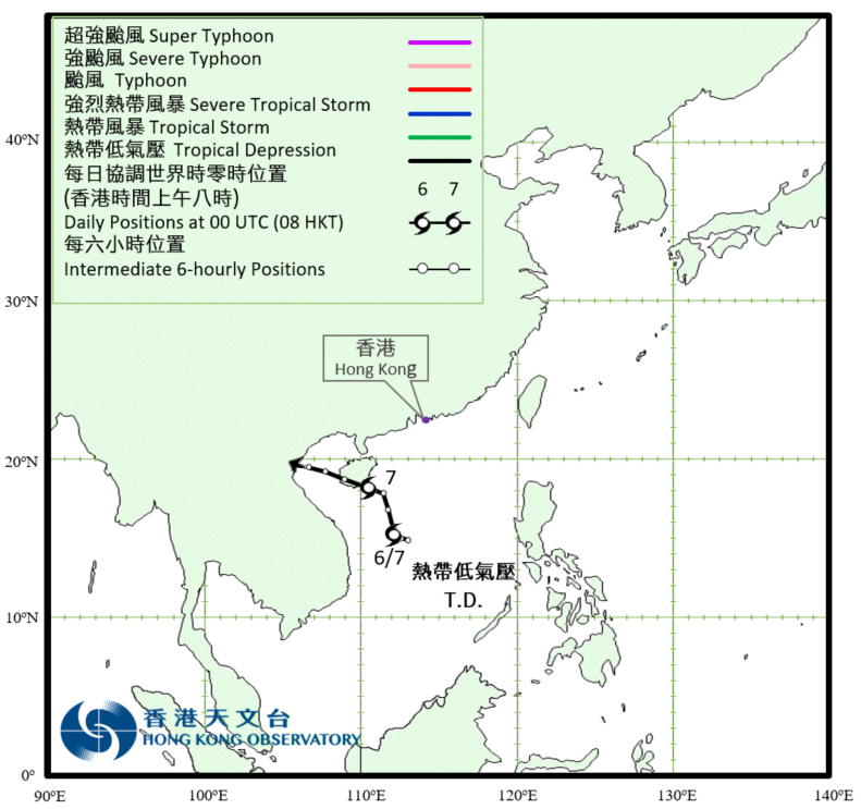 Track of Tropical Depression (5 – 8 July)