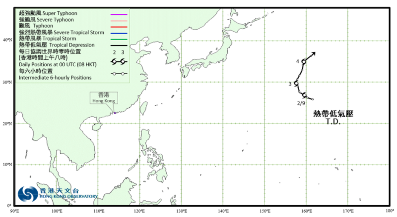 Track of Tropical Depression (1 – 4 September)