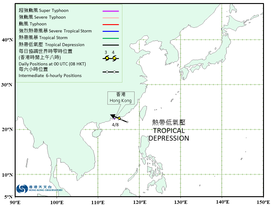 Track of Tropical Depression (3 - 4 August)