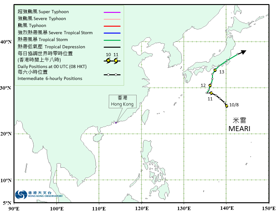 Track of Tropical Storm Meari (2208)