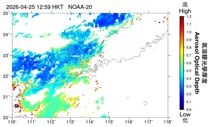 Fig. 3 Aerosol optical depth image based on the data from JPSS of the U.S. NOAA