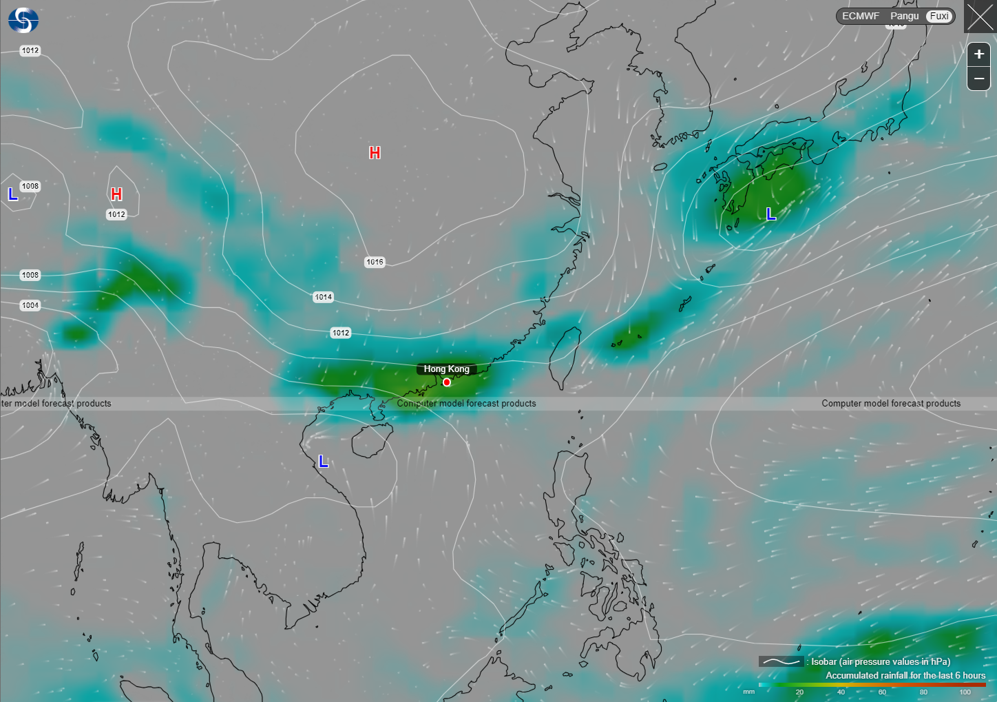 Fuxi AI model forecasts added to the “Earth Weather” webpage