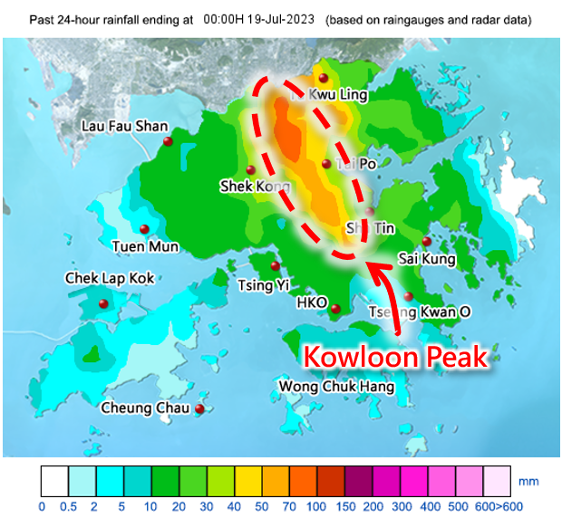Figure 3 Rainfall distribution map and radar animation on July 18, 2023.