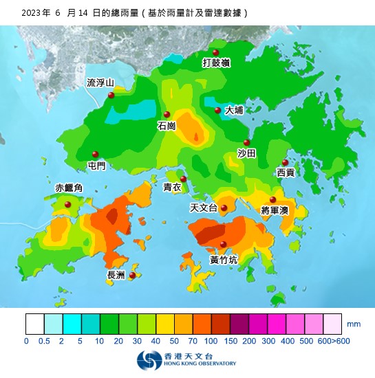 6月14日的總雨量圖