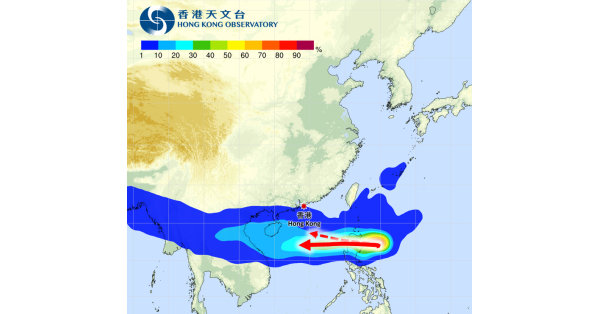 位于吕宋附近低压系统的路径概率图