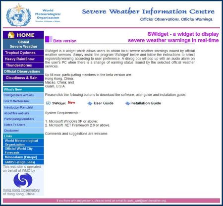 惡劣天氣信息中心網站今日推出 SWIdget 新服務
