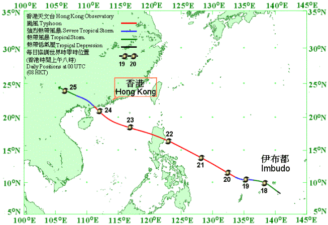 Track of Imbudo (0307) : 17 - 25 July 2003.