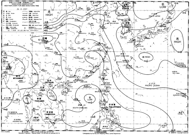 2007年8月26日上午8時的天氣圖